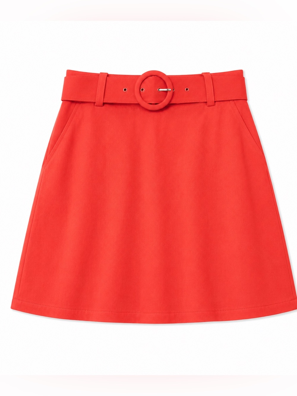 Bar III Coral-Red Belted A-Line Mini Skirt
